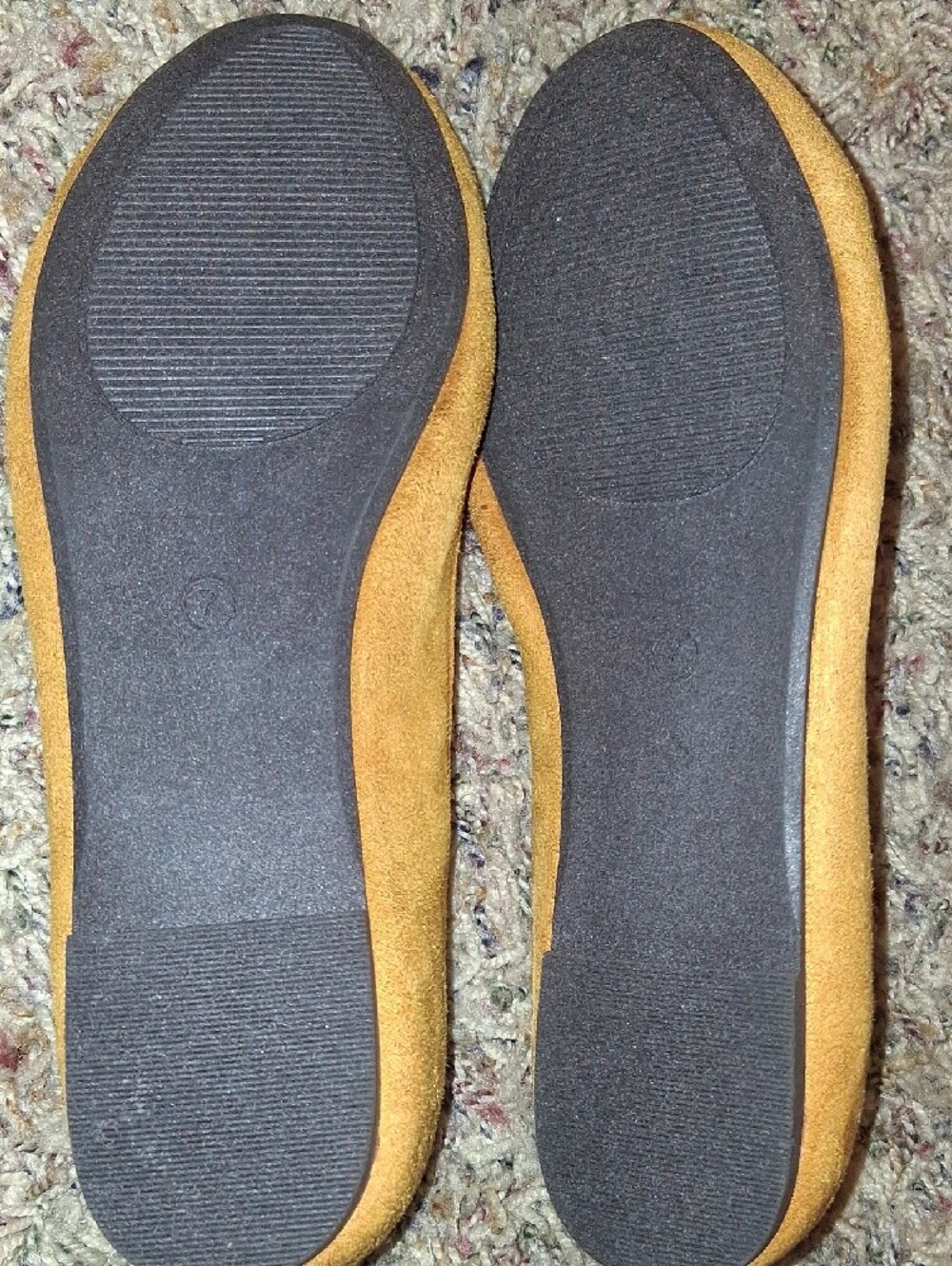 Women's Suede Ballet Flats in Mustard - Picture 2 of 3
